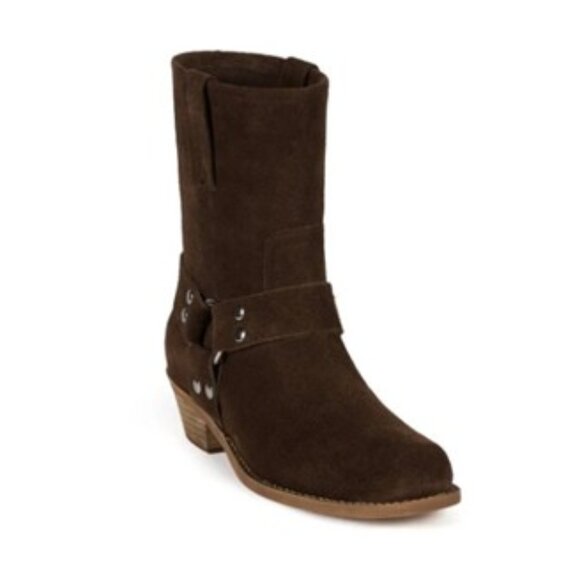 NIB-Jeffrey Campbell-Waylon-Lo Western Square Toe Boot-Coffee Suede-9 - Picture 2 of 5